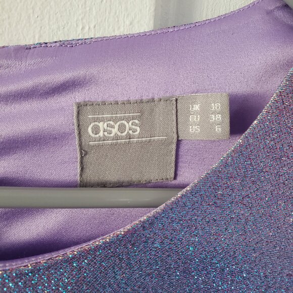 ASOS Women's Blue and Purple Tulip Style Metallic Mini Dress - Picture 2 of 6